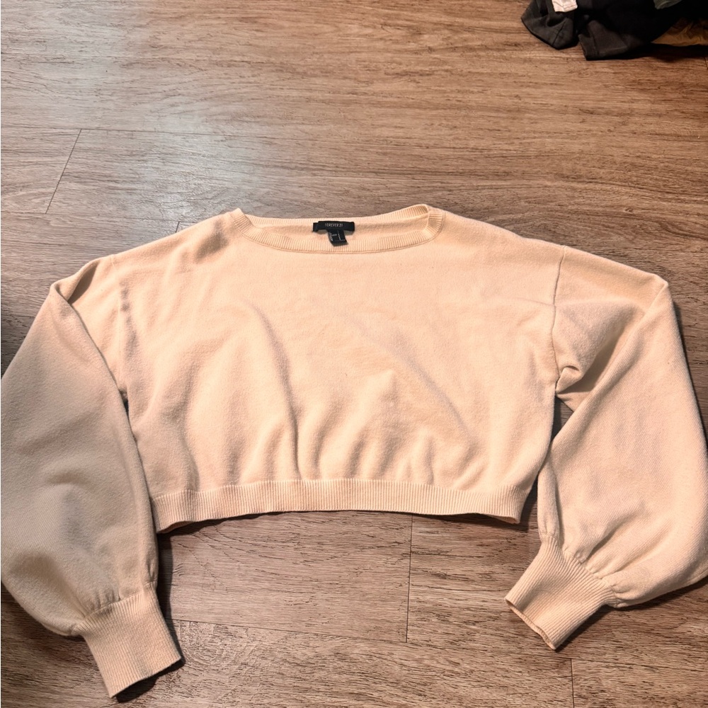 Forever 21 Cream Cropped Sweater